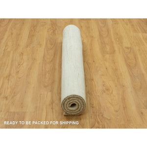 5'x5' Magnolia White, Lori Buft Gabbeh Plain Design, Thick And Plush, Pure Persian Wool, Soft To The Touch, Hand Knotted, Square Oriental Rug FWR543306