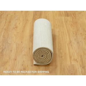 2'5"x8'2" Champagne White, Lori Buft Gabbeh Plain Design, Luxurious Wool, Soft To The Touch Hand Knotted,  Runner Oriental Rug FWR543330