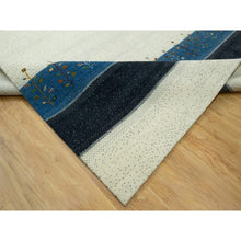 Load image into Gallery viewer, 9&#39;10&quot;x14&#39; Floral White, Tree Design Modern Gabbeh Lori Buft , Pure Wool, Hand Knotted Thick And Plush Soft Pile Oriental Rug FWR543414