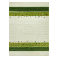 Load image into Gallery viewer, 8&#39;10&quot;x12&#39; Porcelain White, Modern Gabbeh Lori Buft Tree Design, Pure Wool, Hand Knotted Thick and Plush, Soft to Touch, Oriental Rug FWR543426