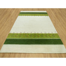 Load image into Gallery viewer, 8&#39;10&quot;x12&#39; Porcelain White, Modern Gabbeh Lori Buft Tree Design, Pure Wool, Hand Knotted Thick and Plush, Soft to Touch, Oriental Rug FWR543426