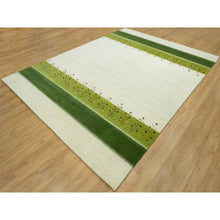 Load image into Gallery viewer, 8&#39;10&quot;x12&#39; Porcelain White, Modern Gabbeh Lori Buft Tree Design, Pure Wool, Hand Knotted Thick and Plush, Soft to Touch, Oriental Rug FWR543426