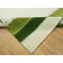Load image into Gallery viewer, 8&#39;10&quot;x12&#39; Porcelain White, Modern Gabbeh Lori Buft Tree Design, Pure Wool, Hand Knotted Thick and Plush, Soft to Touch, Oriental Rug FWR543426