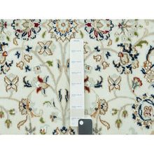 Load image into Gallery viewer, 9&#39;x12&#39;2&quot; Snowbound White And Naval Blue, Hand Knotted Densely Woven Nain 250 Kpsi Center Medallion Flower Design, 100% Wool, Oriental Rug FWR543510