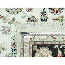 Load image into Gallery viewer, 9&#39;x12&#39;2&quot; Snowbound White And Naval Blue, Hand Knotted Densely Woven Nain 250 Kpsi Center Medallion Flower Design, 100% Wool, Oriental Rug FWR543510