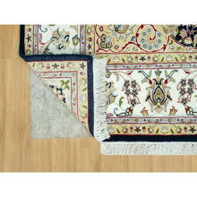 Load image into Gallery viewer, 7&#39;x7&#39; Broncos Blue With Dove White, Nain Central Medallion Flower Design, 250 Kpsi, Soft Wool, Hand Knotted, Oriental Square Rug FWR543558