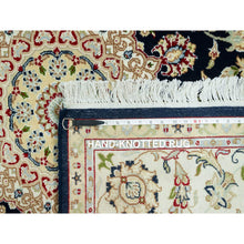 Load image into Gallery viewer, 7&#39;x7&#39; Broncos Blue With Dove White, Nain Central Medallion Flower Design, 250 Kpsi, Soft Wool, Hand Knotted, Oriental Square Rug FWR543558