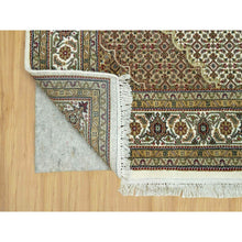 Load image into Gallery viewer, 5&#39;10&quot;x9&#39;2&quot; Silky White, Densely Woven Center Large Fish Medallion Tabriz Mahi Design, High Quality Wool, Hand Knotted, Oriental Rug FWR543588