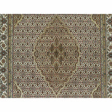 Load image into Gallery viewer, 5&#39;10&quot;x9&#39;2&quot; Silky White, Densely Woven Center Large Fish Medallion Tabriz Mahi Design, High Quality Wool, Hand Knotted, Oriental Rug FWR543588
