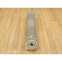 Load image into Gallery viewer, 5&#39;10&quot;x9&#39;2&quot; Silky White, Densely Woven Center Large Fish Medallion Tabriz Mahi Design, High Quality Wool, Hand Knotted, Oriental Rug FWR543588