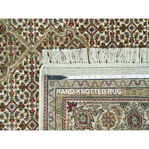 5'10"x9'5" Red Clean Pure Wool Bohemian Worn Down Vintage Look Persian Tabriz Medallion Design Distressed Hand Knotted Oriental Rug FWR361158