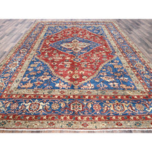 Load image into Gallery viewer, 9&#39;x11&#39;8&quot; Ajax Red, Peshawar Heriz with Antique Serapi Design, Shiny High Mountain Wool, Hand Knotted, Vegetable Dyes, Densely Woven, Soft Pile, Oriental Rug FWR5430