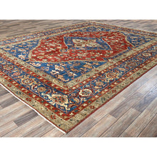 Load image into Gallery viewer, 9&#39;x11&#39;8&quot; Ajax Red, Peshawar Heriz with Antique Serapi Design, Shiny High Mountain Wool, Hand Knotted, Vegetable Dyes, Densely Woven, Soft Pile, Oriental Rug FWR5430