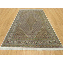 Load image into Gallery viewer, 8&#39;10&quot;x12&#39;3&quot; Oyster White, Tabriz Mahi With Fish Medallion Design, Denser Weave, Pure Wool, Hand Knotted, Oriental Rug FWR543630
