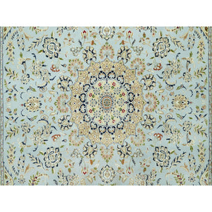 11'6"x15'6" Oslo Blue, 250 Kpsi, Velvety Wool, Nain Central Large Medallion Floral Design Denser Weave, Hand Knotted, Oversized Oriental Rug FWR543648
