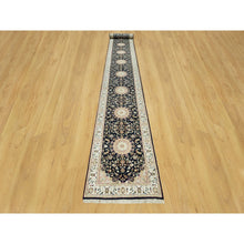 Load image into Gallery viewer, 2&#39;9&quot;x20&#39;1&quot; Dallas Cowboys Blue, 250 Kpsi, Hand Knotted Central Medallion Flower Design Nain 100% Wool, Xl Runner Oriental Rug FWR543660