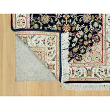 Load image into Gallery viewer, 2&#39;9&quot;x12&#39; Polo Blue, 250 Kpsi Denser Weave, Nain Vibrant Wool Large Central Medallion Floral Design, Hand Knotted Oriental Runner Rug FWR543666