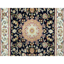 Load image into Gallery viewer, 2&#39;9&quot;x12&#39; Polo Blue, 250 Kpsi Denser Weave, Nain Vibrant Wool Large Central Medallion Floral Design, Hand Knotted Oriental Runner Rug FWR543666