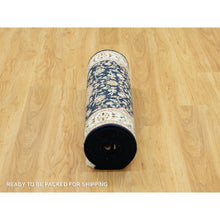 Load image into Gallery viewer, 2&#39;9&quot;x12&#39; Polo Blue, 250 Kpsi Denser Weave, Nain Vibrant Wool Large Central Medallion Floral Design, Hand Knotted Oriental Runner Rug FWR543666