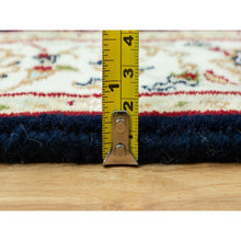 Load image into Gallery viewer, 2&#39;9&quot;x12&#39; Polo Blue, 250 Kpsi Denser Weave, Nain Vibrant Wool Large Central Medallion Floral Design, Hand Knotted Oriental Runner Rug FWR543666