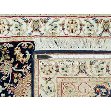Load image into Gallery viewer, 2&#39;9&quot;x12&#39; Polo Blue, 250 Kpsi Denser Weave, Nain Vibrant Wool Large Central Medallion Floral Design, Hand Knotted Oriental Runner Rug FWR543666