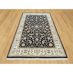 6'1"x8'10" Big Stone Blue, Nain With All Over Flower Design, Hand Knotted High Quality Wool, Denser Weave, Oriental 250 Kpsi Rug FWR543672