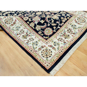 6'1"x8'10" Big Stone Blue, Nain With All Over Flower Design, Hand Knotted High Quality Wool, Denser Weave, Oriental 250 Kpsi Rug FWR543672
