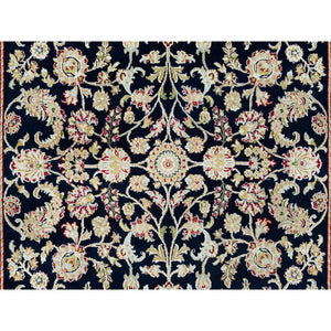 6'1"x8'10" Big Stone Blue, Nain With All Over Flower Design, Hand Knotted High Quality Wool, Denser Weave, Oriental 250 Kpsi Rug FWR543672