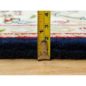 6'1"x8'10" Big Stone Blue, Nain With All Over Flower Design, Hand Knotted High Quality Wool, Denser Weave, Oriental 250 Kpsi Rug FWR543672