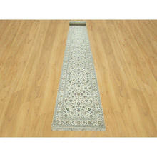 Load image into Gallery viewer, 2&#39;9&quot;x20&#39; Cloud Nine White, Nain With Floral Repetitive Design, All Wool 250 KPSI, Hand Knotted XL Runner Oriental Rug FWR543678