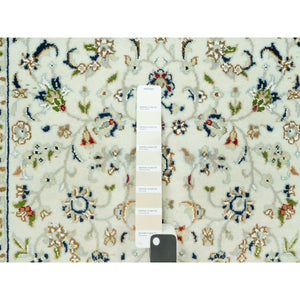 2'9"x20' Cloud Nine White, Nain With Floral Repetitive Design, All Wool 250 KPSI, Hand Knotted XL Runner Oriental Rug FWR543678