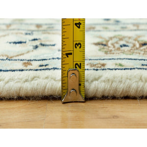 2'10"x19'10" Origami White, 250 Kpsi Hand Knotted Nain Design, All Over Floral Motifs, Densely Woven, Shiny Wool Xl Runner Oriental Rug FWR543684
