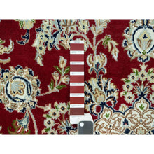 Load image into Gallery viewer, 7&#39;x7&#39; Portia Red, Hand Knotted Nain With Center Medallion Flower Design, Densely Woven 250 Kpsi, All Wool, Oriental Round Rug FWR543708