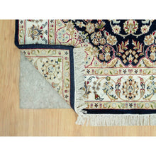 Load image into Gallery viewer, 4&#39;3&quot;x6&#39;3&quot; Gale Force Blue, 250 KPSI, Nain Pure Wool Central Medallion Floral Design Denser Weave, Hand Knotted, Oriental Rug FWR543714