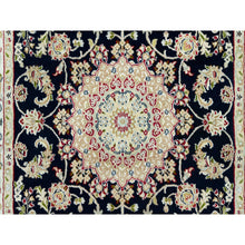 Load image into Gallery viewer, 4&#39;3&quot;x6&#39;3&quot; Gale Force Blue, 250 KPSI, Nain Pure Wool Central Medallion Floral Design Denser Weave, Hand Knotted, Oriental Rug FWR543714