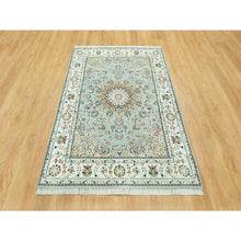 Load image into Gallery viewer, 5&#39;x6&#39;9&quot; Brittany Blue, Nain With Center Medallion Flower Design, 250 Kpsi, Natural Wool, Hand Knotted, Denser Weave Oriental Rug FWR543720