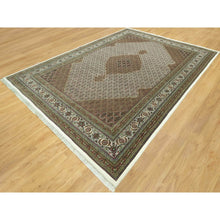 Load image into Gallery viewer, 9&#39;10&quot;x14&#39; Highland White, Tabriz Mahi With Fish Medallion Design, Hand Knotted, Pure Wool, Denser Weave Oriental Rug FWR543732