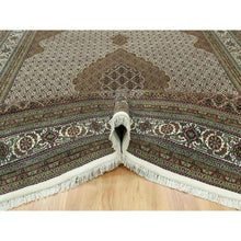 Load image into Gallery viewer, 9&#39;10&quot;x14&#39; Highland White, Tabriz Mahi With Fish Medallion Design, Hand Knotted, Pure Wool, Denser Weave Oriental Rug FWR543732