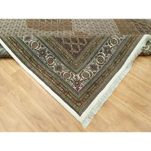 Load image into Gallery viewer, 9&#39;10&quot;x14&#39; Highland White, Tabriz Mahi With Fish Medallion Design, Hand Knotted, Pure Wool, Denser Weave Oriental Rug FWR543732