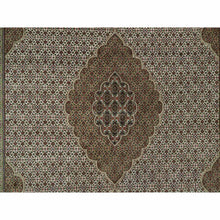 Load image into Gallery viewer, 9&#39;10&quot;x14&#39; Highland White, Tabriz Mahi With Fish Medallion Design, Hand Knotted, Pure Wool, Denser Weave Oriental Rug FWR543732