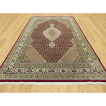Load image into Gallery viewer, 10&#39;x14&#39;3&quot; Crabby Apple Red, Shiny Wool, Tabriz With Hand Knotted Center Fish Motif, Densely Woven All Over Mahi Design, Oriental Rug FWR543738