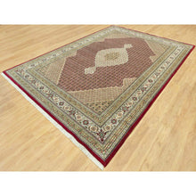 Load image into Gallery viewer, 10&#39;x14&#39;3&quot; Crabby Apple Red, Shiny Wool, Tabriz With Hand Knotted Center Fish Motif, Densely Woven All Over Mahi Design, Oriental Rug FWR543738