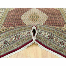 Load image into Gallery viewer, 10&#39;x14&#39;3&quot; Crabby Apple Red, Shiny Wool, Tabriz With Hand Knotted Center Fish Motif, Densely Woven All Over Mahi Design, Oriental Rug FWR543738