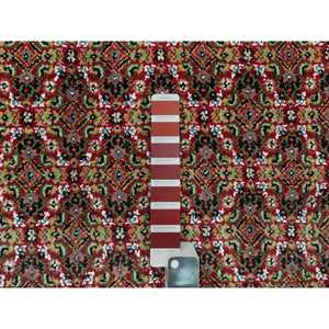 10'x14'3" Crabby Apple Red, Shiny Wool, Tabriz With Hand Knotted Center Fish Motif, Densely Woven All Over Mahi Design, Oriental Rug FWR543738