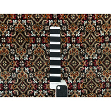 Load image into Gallery viewer, 9&#39;8&quot;x14&#39;2&quot; Smoky Black With Swan Wing White, Tabriz Mahi With Fish Medallion Design, Densely Woven 100% Wool, Hand Knotted, Oriental Rug FWR543744