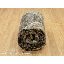 Load image into Gallery viewer, 9&#39;8&quot;x14&#39;2&quot; Smoky Black With Swan Wing White, Tabriz Mahi With Fish Medallion Design, Densely Woven 100% Wool, Hand Knotted, Oriental Rug FWR543744