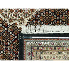 Load image into Gallery viewer, 9&#39;8&quot;x14&#39;2&quot; Smoky Black With Swan Wing White, Tabriz Mahi With Fish Medallion Design, Densely Woven 100% Wool, Hand Knotted, Oriental Rug FWR543744