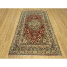 Load image into Gallery viewer, 6&#39;2&quot;x9&#39;1&quot; Caliente Red With Sturdy Brown Border, Hand Knotted, Antiqued Tabriz 100% Wool Haji Jalili Design, Vegetable Dyes Soft Pile, Denser Weave, Oriental Rug FWR543780