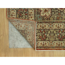 Load image into Gallery viewer, 6&#39;2&quot;x9&#39;1&quot; Caliente Red With Sturdy Brown Border, Hand Knotted, Antiqued Tabriz 100% Wool Haji Jalili Design, Vegetable Dyes Soft Pile, Denser Weave, Oriental Rug FWR543780