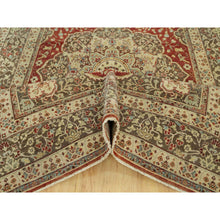 Load image into Gallery viewer, 6&#39;2&quot;x9&#39;1&quot; Caliente Red With Sturdy Brown Border, Hand Knotted, Antiqued Tabriz 100% Wool Haji Jalili Design, Vegetable Dyes Soft Pile, Denser Weave, Oriental Rug FWR543780